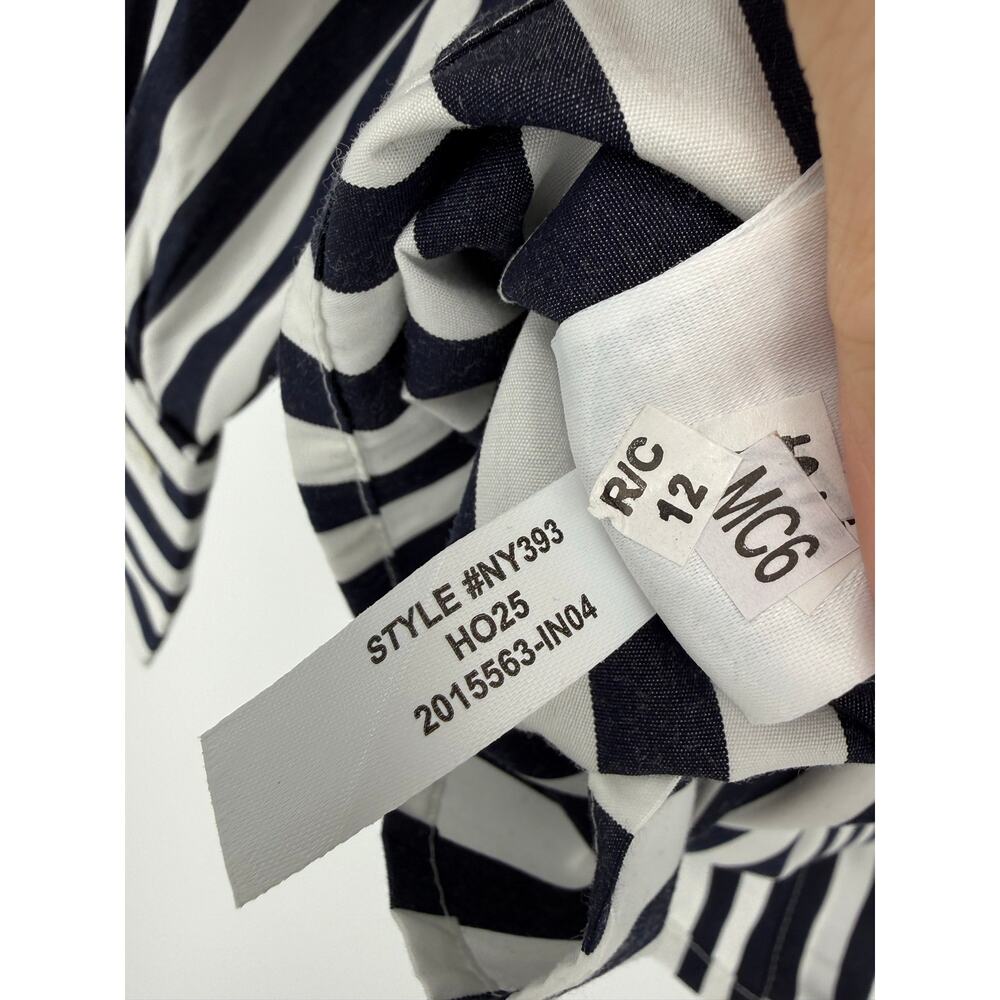 Madewell Striped Cropped Button Down Shirt Navy White Boxy Cotton Top S - Picture 10 of 10